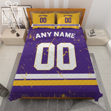 Custom Quilt Sets Minnesota Jersey Personalized Football Premium Quilt Bedding for Men Women